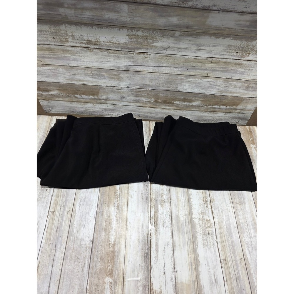 2- Womens Black Dress Pants Wide Leg Trousers Business 16p Briggs New York
